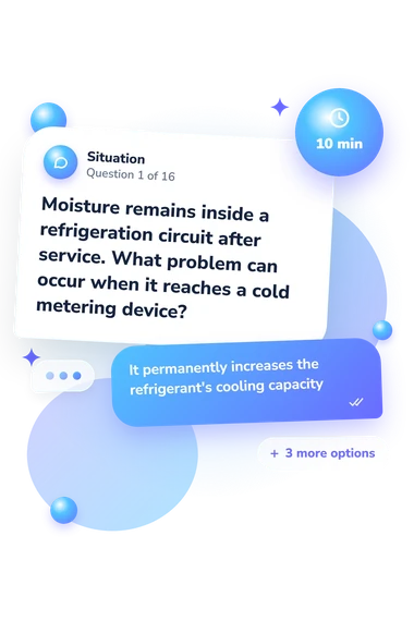 Refrigeration Quiz: situation and reply bubbles