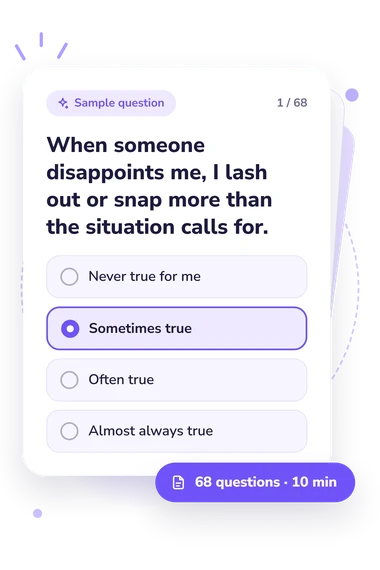 Rejection Sensitive Dysphoria Test: sample question card