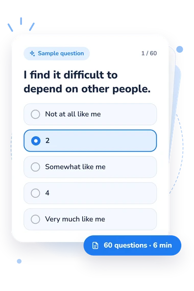 Relationship Scales Questionnaire (RSQ): answers to choose from Relationship Scales Questionnaire (RSQ) Test: sample question card
