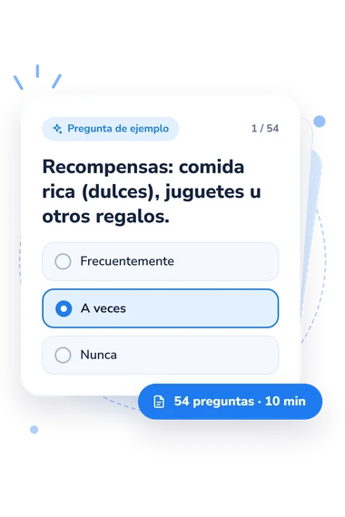 Test recompensas y castigos, R: pregunta y respuestas Test recompensas y castigos, R: tarjeta con pregunta
