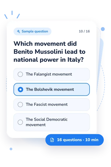 Rise of Dictators Quiz: sample question card
