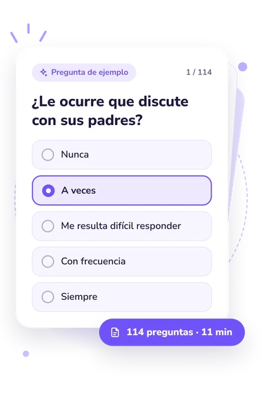 Test riesgo de adicción química: pregunta y respuestas Test riesgo de adicción química: tarjeta con pregunta