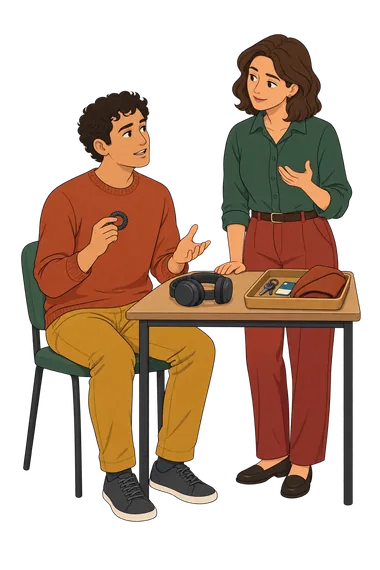 Autism Test: adult answers while arranging routine objects