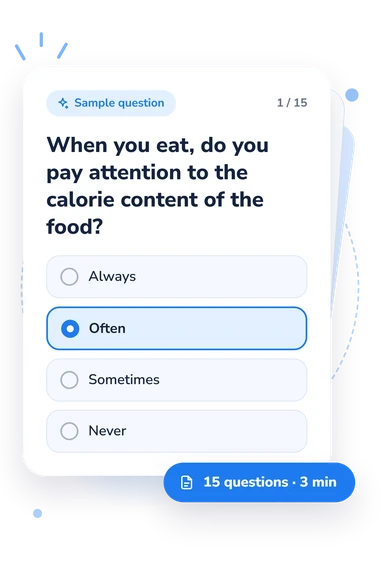 Rome Orthorexia Nervosa Questionnaire: answers to choose from Rome Orthorexia Nervosa Questionnaire (ORTO-15): sample question card