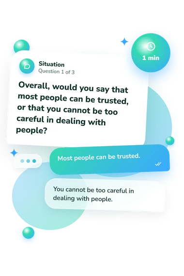 Rosenberg Trust Scale Test: what would you do Rosenberg Trust Scale Test: situation and reply bubbles