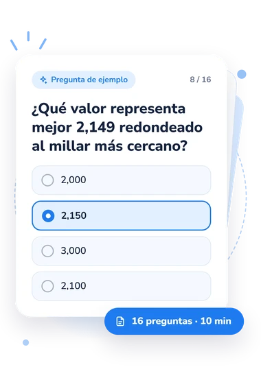 Test cuestionario sobre redondeo: pregunta y respuestas Test cuestionario sobre redondeo: tarjeta con pregunta