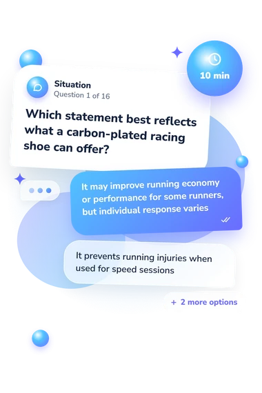 Running Shoe Quiz: what would you do Running Shoe Quiz: situation and reply bubbles