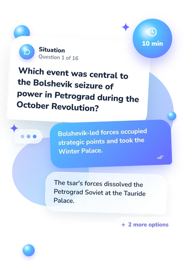 Russian Revolution Quiz: situation and reply bubbles