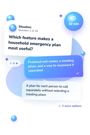 Safety Quiz: situation and reply bubbles