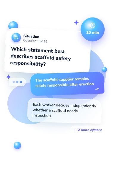 Scaffold Safety Quiz: situation and reply bubbles