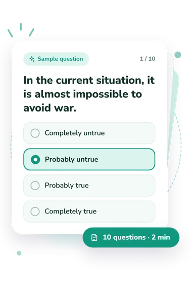 War Threat Appraisal Scale: answers to choose from War Threat Appraisal Scale Test: sample question card