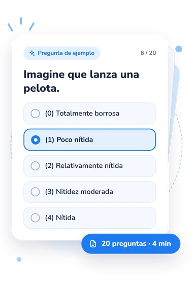 Test escala de nitidez: tarjeta con pregunta