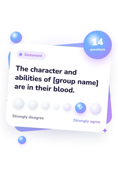 Psychological Essentialism Scale Test: from disagree to agree Psychological Essentialism Scale Test: agreement scale card