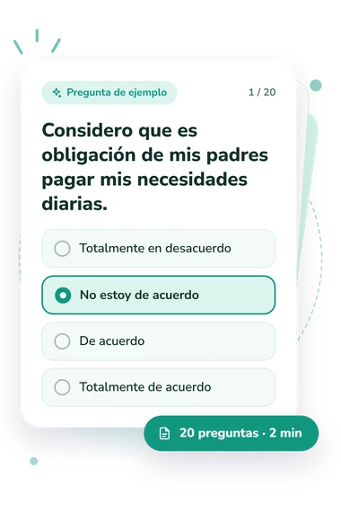 Test escalas de la actitud: tarjeta con pregunta
