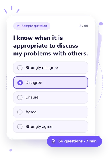Schutte Self-Report Emotional Intelligence: answers to choose from Schutte Self-Report Emotional Intelligence Test: sample question card