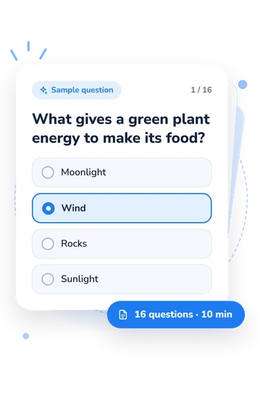 Science Quiz Bee: answers to choose from Science Quiz Bee for Grade: sample question card