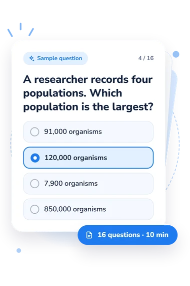 Scientific Notation Quiz: sample question card