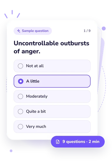 Symptom Checklist K-9 (SCL-K-9): answers to choose from Symptom Checklist K-9 (SCL-K-9) Test: sample question card