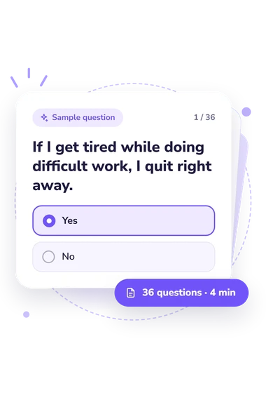 Self-Rated Patience Scale Test: sample question card