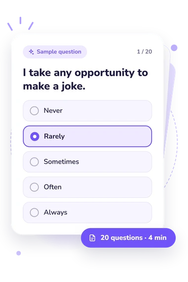 Humor Style Self-Assessment Test: answers to choose from Humor Style Self-Assessment Test: sample question card