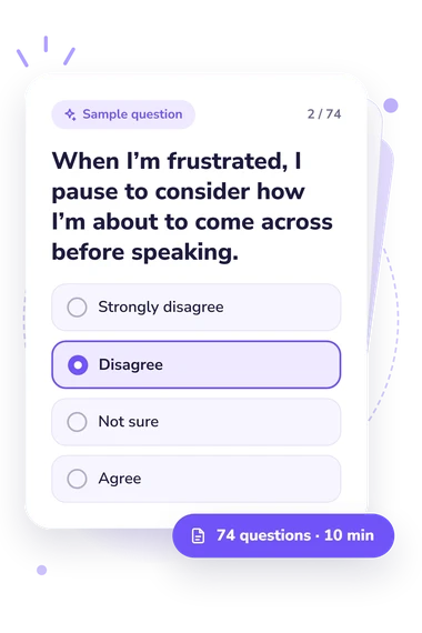 Self Awareness Test: answers to choose from Self Awareness Test: sample question card