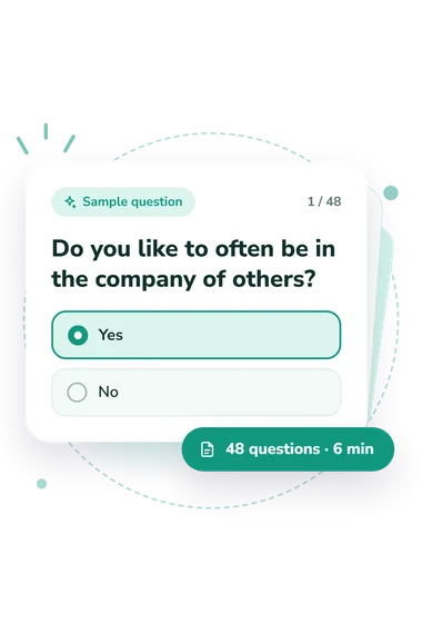 Temperament Structure Self-Assessment Questionnaire: answers to choose from Temperament Structure Self-Assessment Questionnaire Test: sample question card