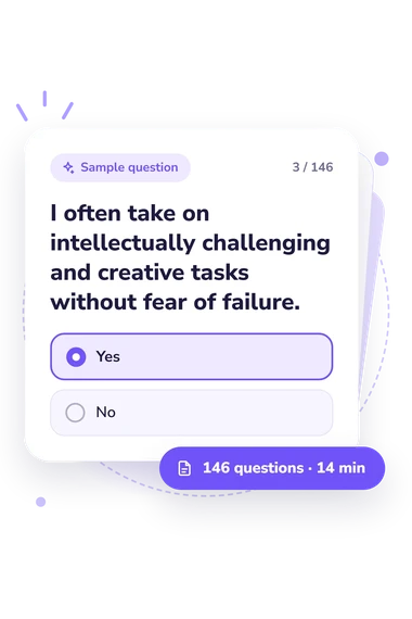 Self-Confidence Assessment Test: answers to choose from Self-Confidence Assessment Test: sample question card