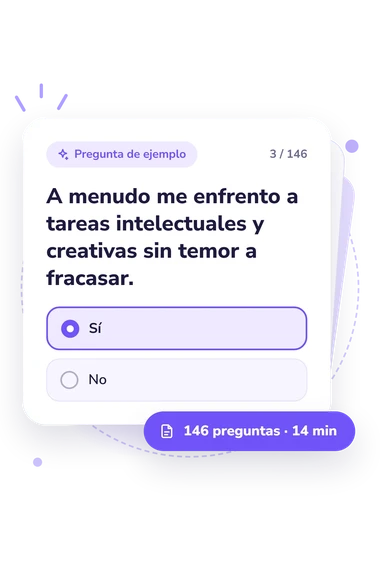 Test evaluación de la confianza: pregunta y respuestas Test evaluación de la confianza: tarjeta con pregunta