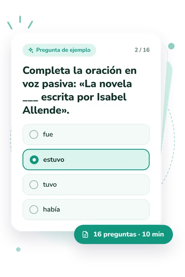 Test cuestionario sobre ser: ser: tarjeta con pregunta