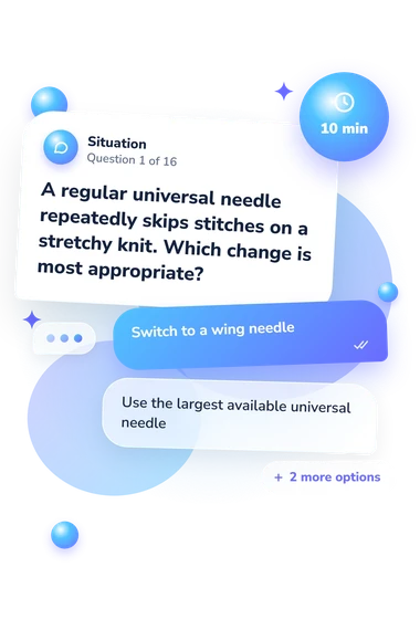 Sewing Machine Quiz: situation and reply bubbles