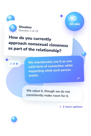 Sexless Marriage Quiz: situation and reply bubbles