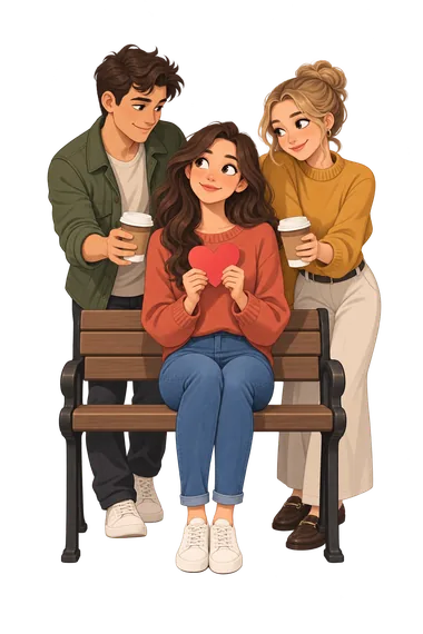 Sexual Orientation Test: Three friends gathered around bench