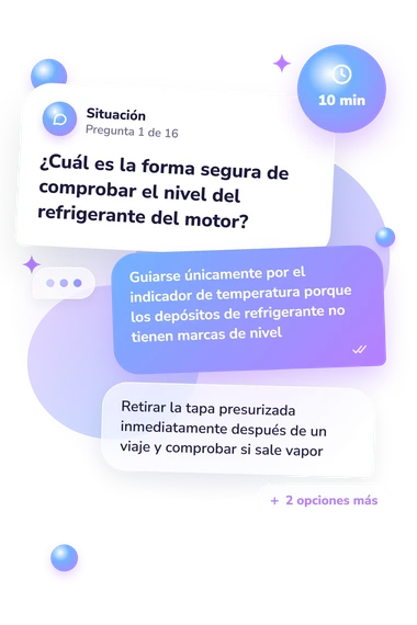 Test cuestionario de conducción «Muéstrame: situación y respuestas