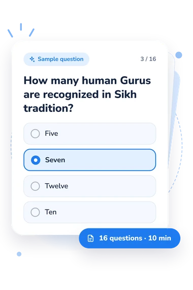 Sikh Quiz: answers to choose from Sikh Quiz: sample question card