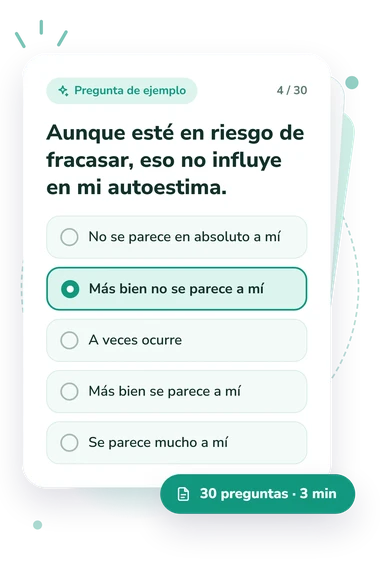 Test escala de condicionamiento situacional: tarjeta con pregunta