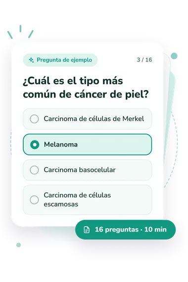 Test cuestionario sobre el cáncer: tarjeta con pregunta