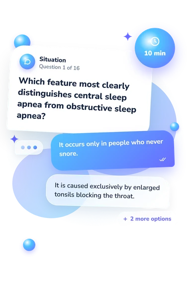 Sleep Apnea Quiz: situation and reply bubbles