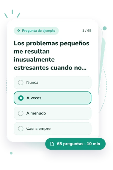Test autoevaluación de privación: tarjeta con pregunta