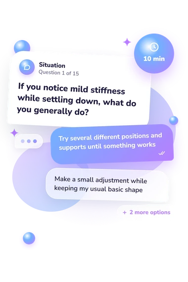 Sleep Position Personality Quiz: situation and reply bubbles