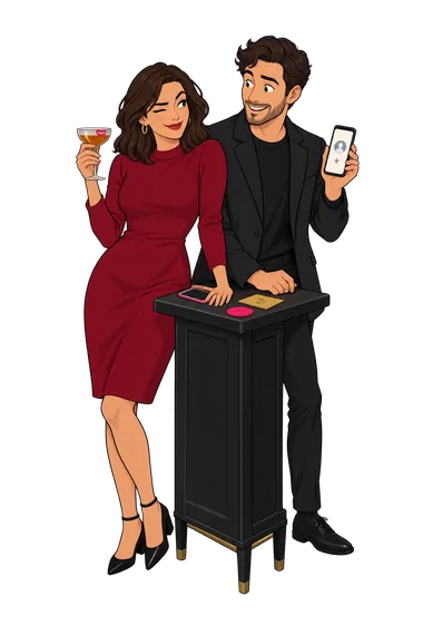 Slut Quiz: winking at the bar with cocktails
