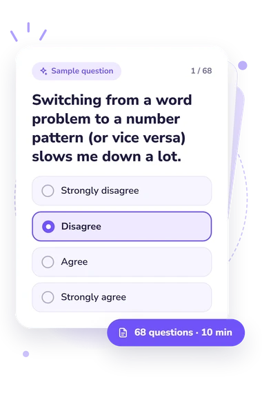 Smart Test: sample question card