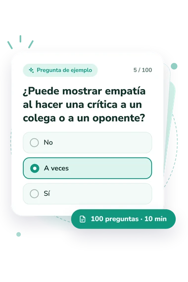 Test desarrollo social: tarjeta con pregunta