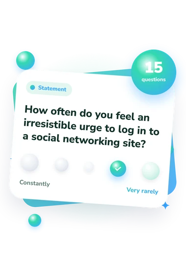 Social Media Addiction Questionnaire: from disagree to agree Social Media Addiction Questionnaire Test: agreement scale card
