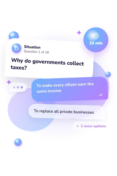 Social Studies Quiz: situation and reply bubbles