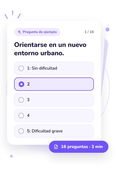 Test escala de adaptación sociocultural: pregunta y respuestas Test escala de adaptación sociocultural: tarjeta con pregunta
