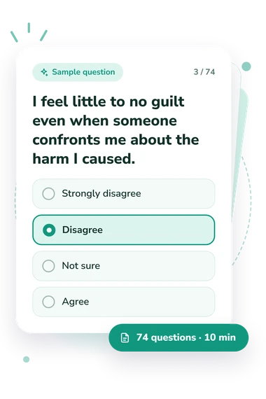 Sociopath Test: sample question card