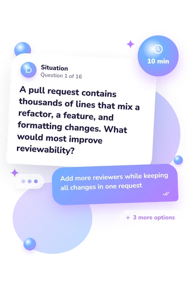 Software Engineer Quiz: what would you do Software Engineer Quiz: situation and reply bubbles