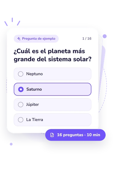 Test cuestionario sobre el sistema: tarjeta con pregunta