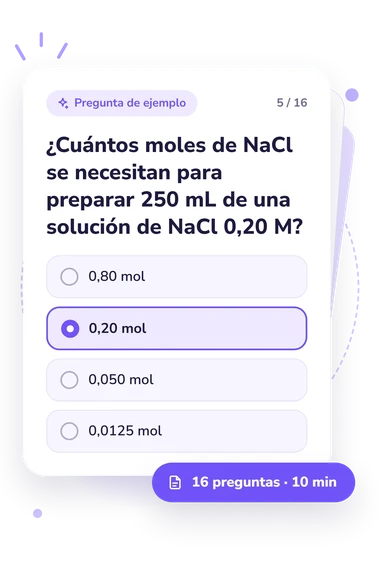 Test cuestionario sobre soluciones: pregunta y respuestas Test cuestionario sobre soluciones: tarjeta con pregunta