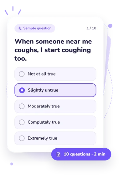 Somatosensory Amplification Scale (SSAS) Test: sample question card